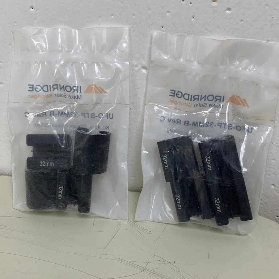 New 8-Pack Ironridge UFO-STP-32MM-B Rev C Black Metal Solar Panel Stopper Sleeve