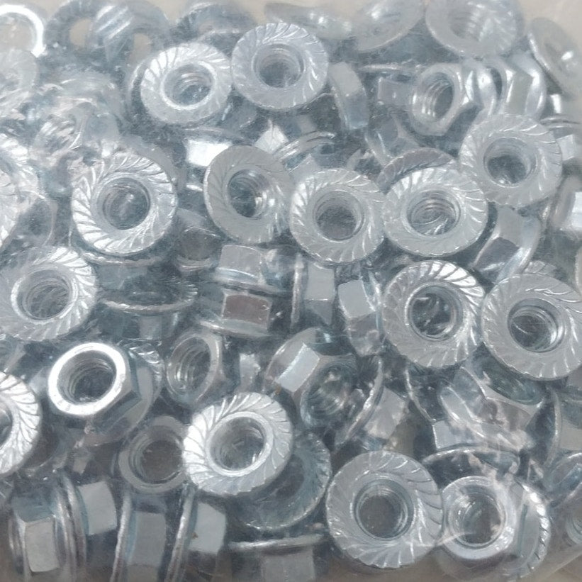 100 New 5/16-18 SAE J995 GR.5 Hex Serrated Flange Nuts Zinc CR+3