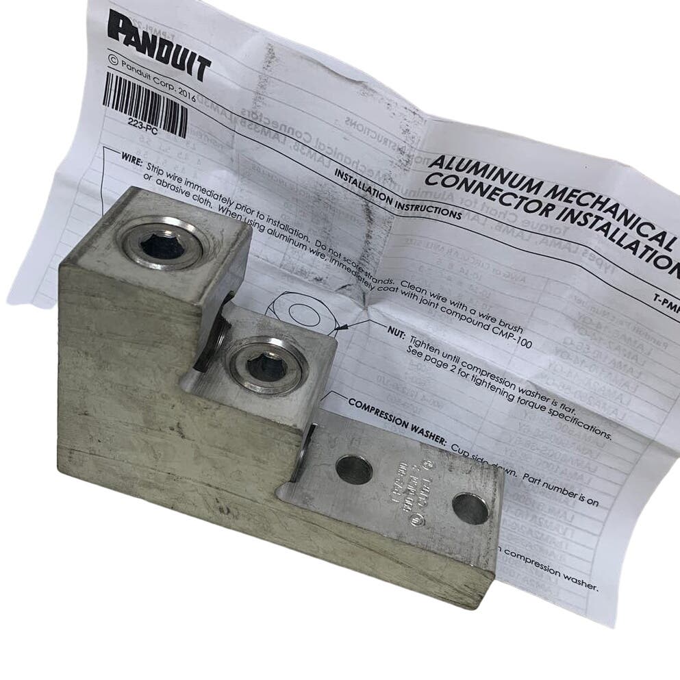 New Panduit Aluminum Mechanical Connector Dual Barrel Lug LAM2SB600-38-1Y
