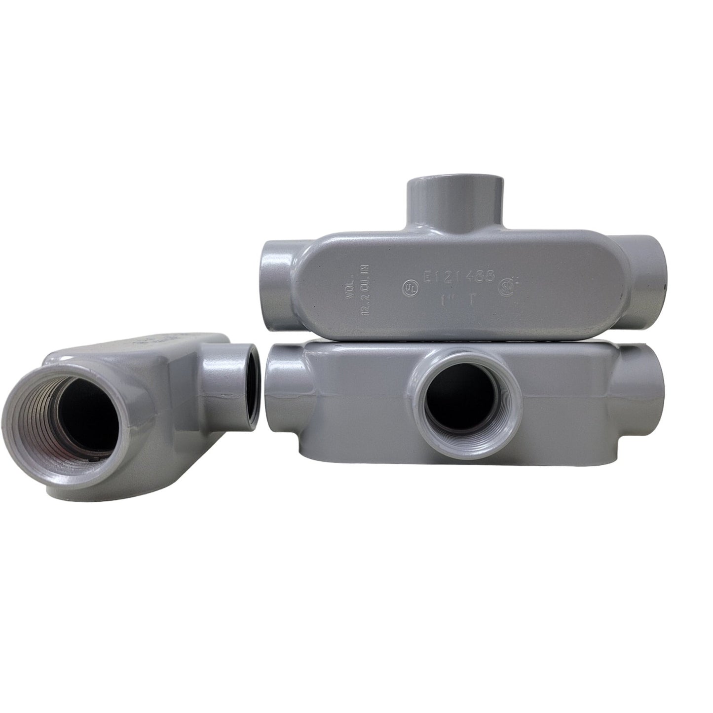3 New Emerson Industrial 1" TC-100 T-Type Aluminum Threaded Conduit Bodies