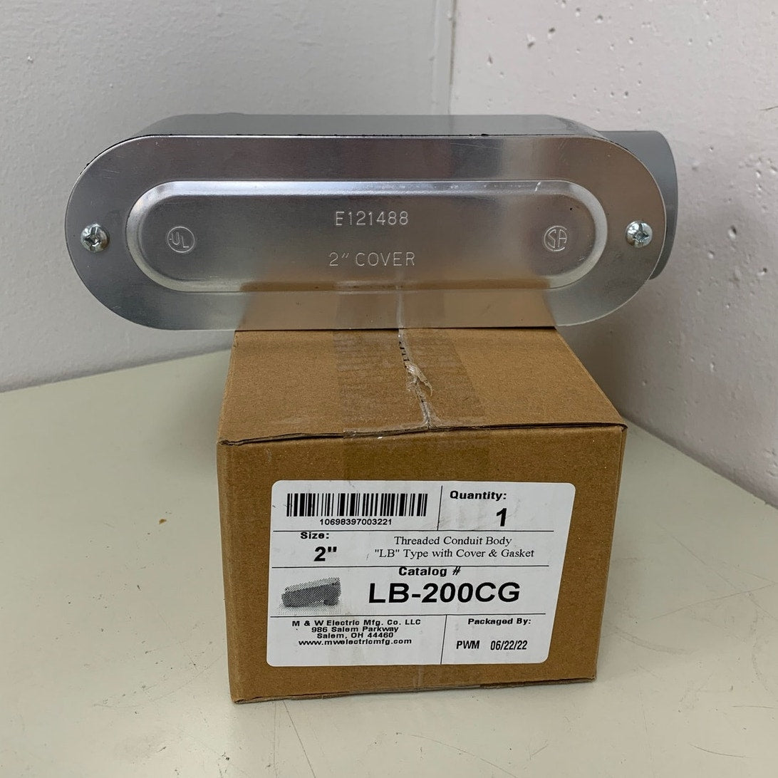 New In Box Eaton LB-200CG 2" Aluminum LB Conduit Body With Cover & Gasket