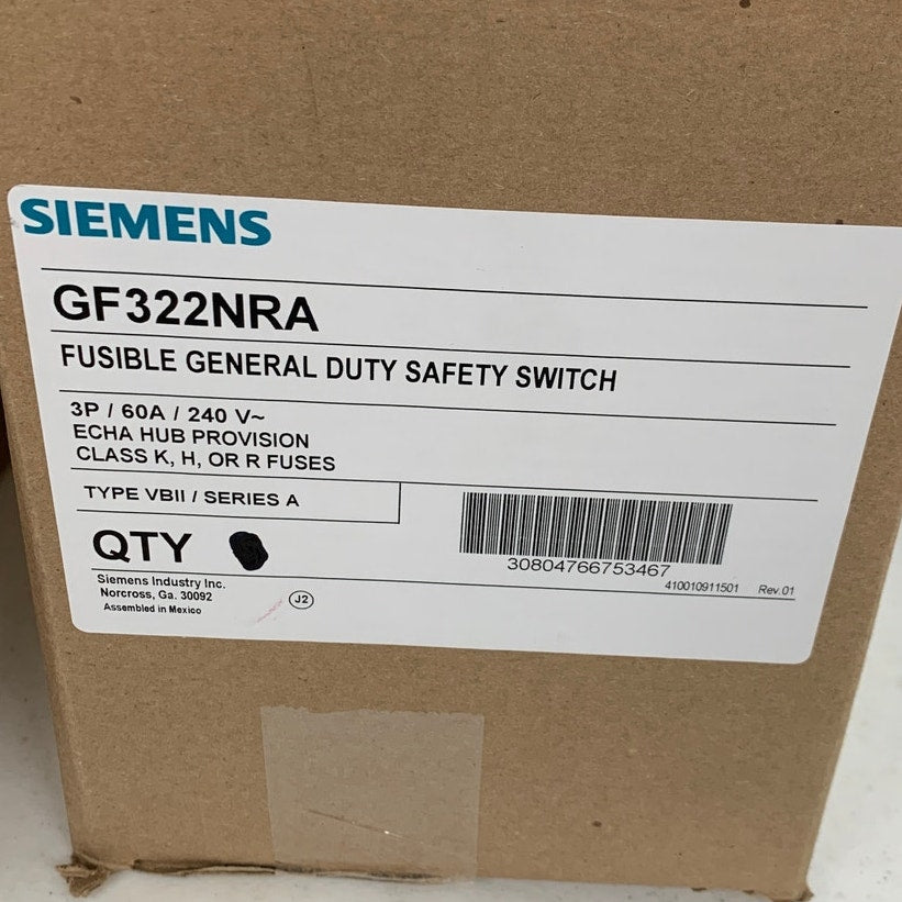 New Open Box Siemens GNF322NRA 60A Fusible General Duty Safety Switch