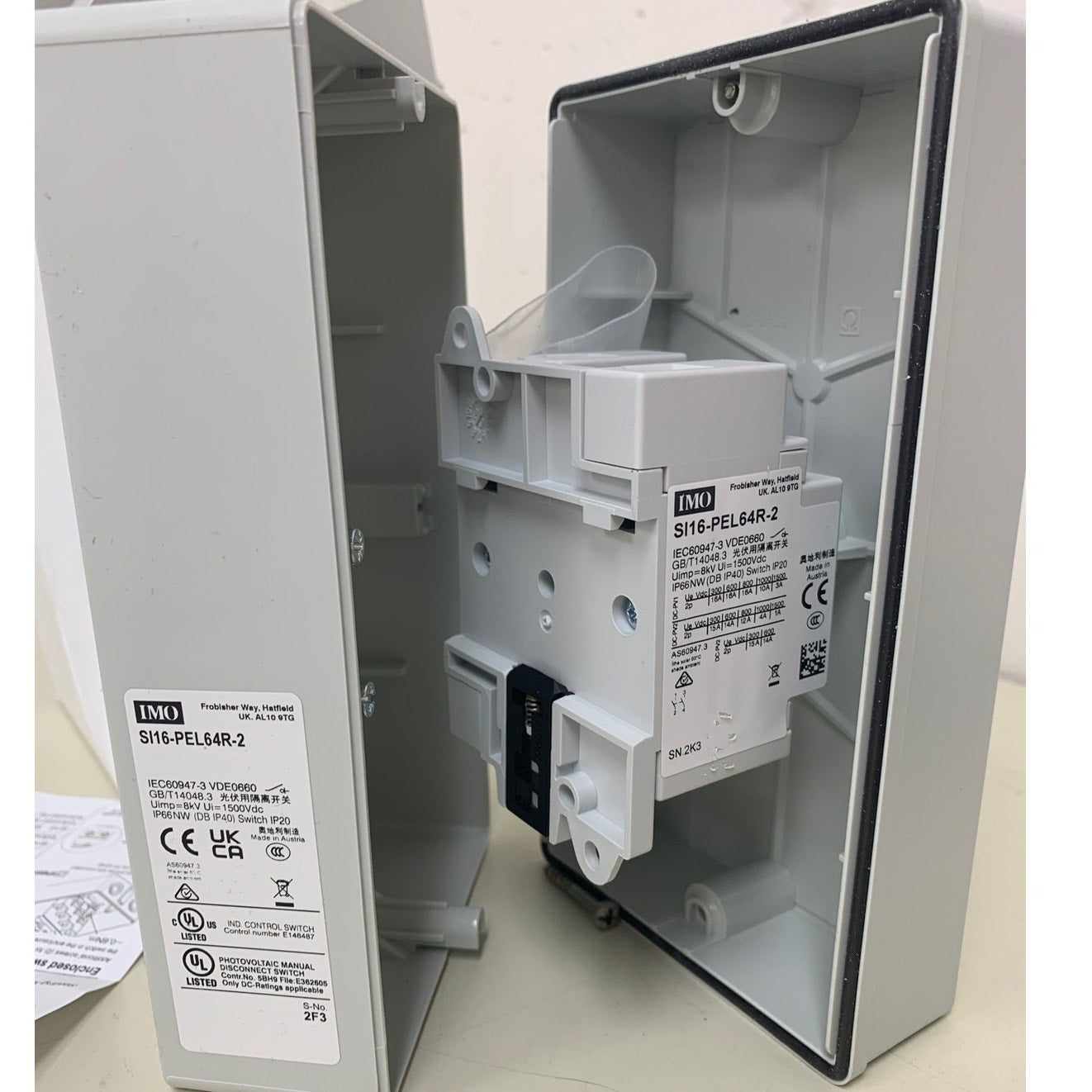 New IMO PV Array DC Isolater Type 4X SI16-PEL64R-2 Main Switch 2 Pole Off/On