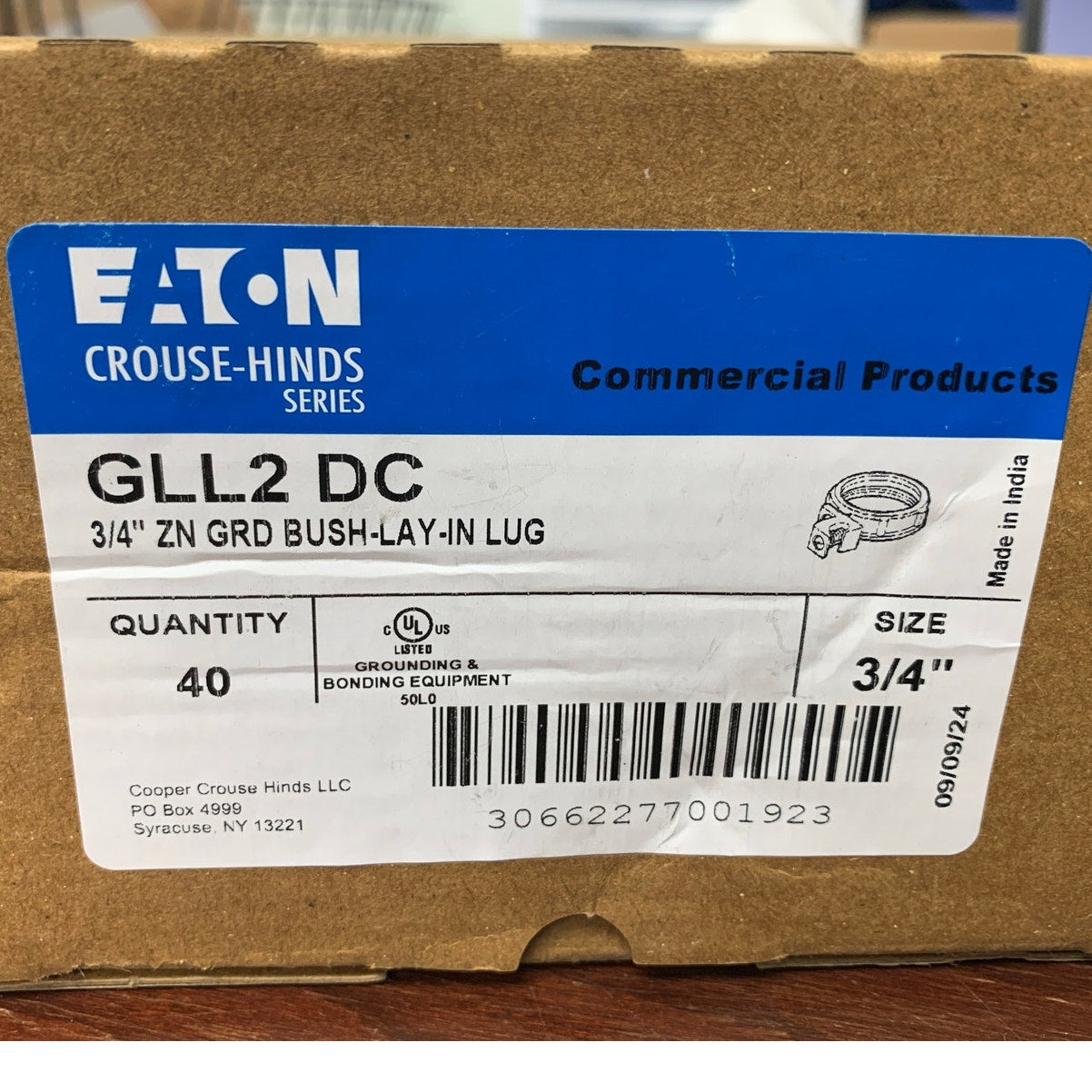 40 New In Box Eaton GLL2 DC 3/4" Zinc Ground Lay In Lug Bushings