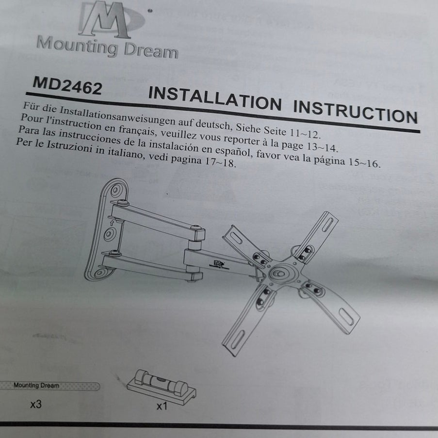 Mounting Dream MD2462 Full-Motion TV & Monitor Wall Mount, 17–39", Open Box
