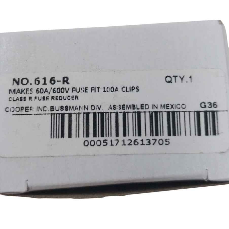 New In Box Bussman 60A Fuse to 100A Clips Class R Fuse Reducer No 616-R