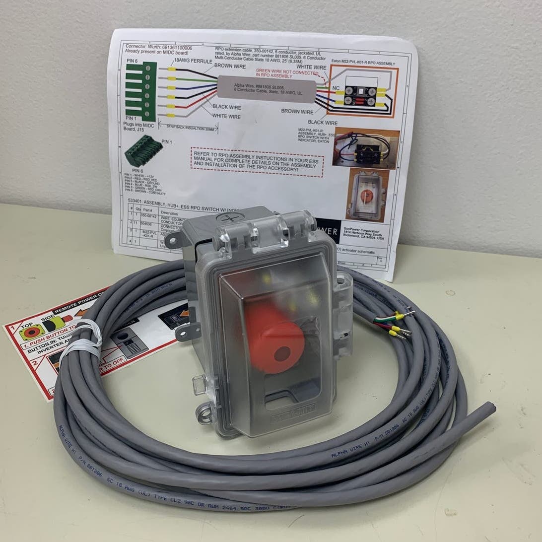 New Sunpower SunVault Remote Power Off RPO Switch 538799 Kit with Manual