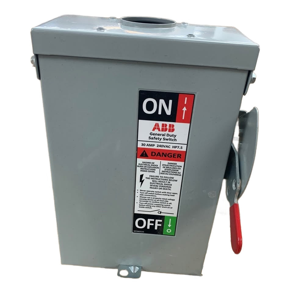New ABB 3 Pole TGN3221R 30A Non-Fusible General Duty Safety Switch
