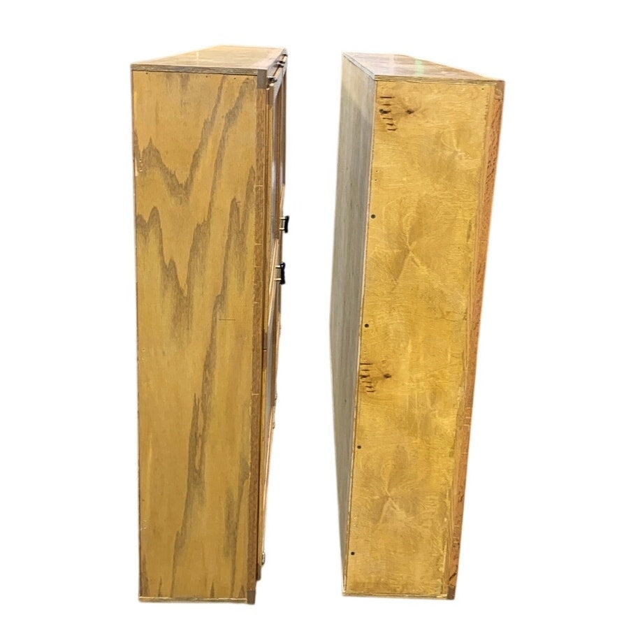 Pair of Custom Wood Bookcase Cabinets with Doors, 11-Inch Deep