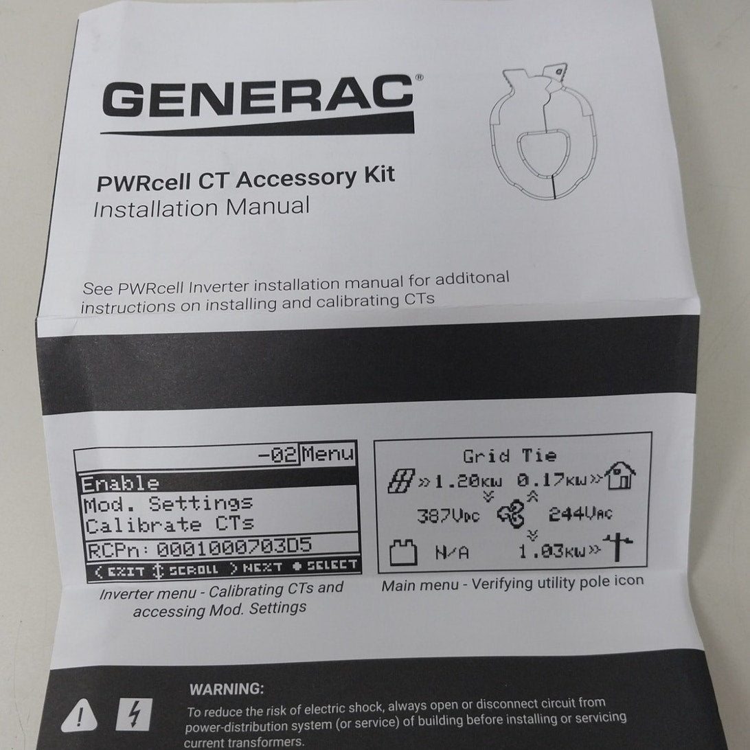 New Generac PWRcell CT Accessory Kit APKE00032 for Solar Panel Modules