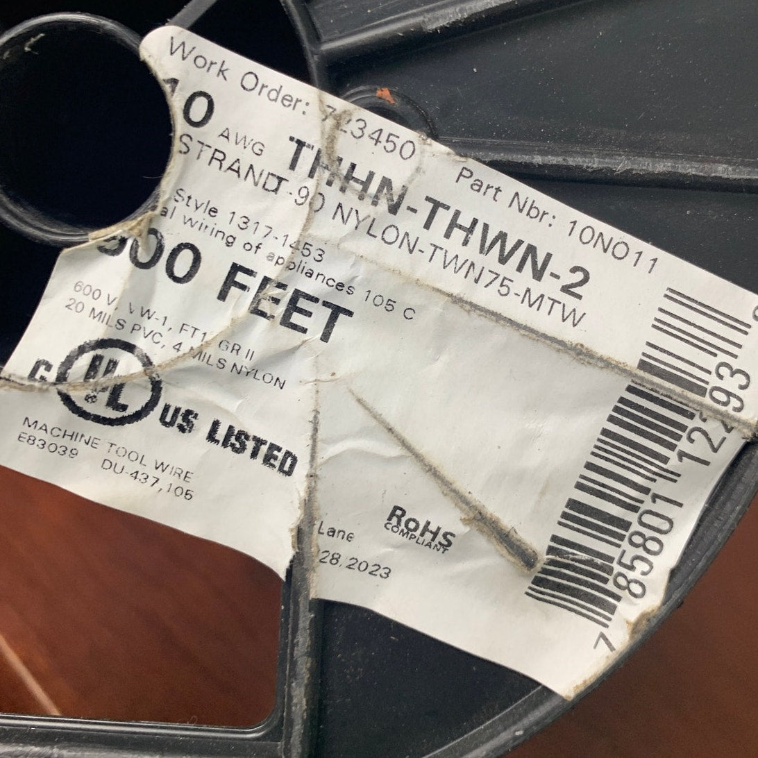 New 100’ Black 10 AWG THHN THWN Stranded Copper Wire - Open Box