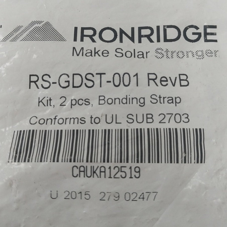 2 New Ironridge RS-GDST-001 Rev B 2 Piece Bonding Strap Kits Original Packaging