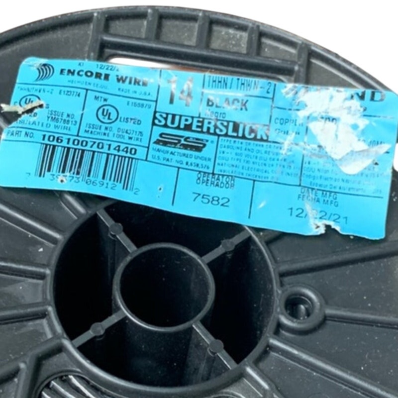 New 500' Encore Wire 14 AWG Black Superslick THHN THWN-2 Stranded Copper Spool