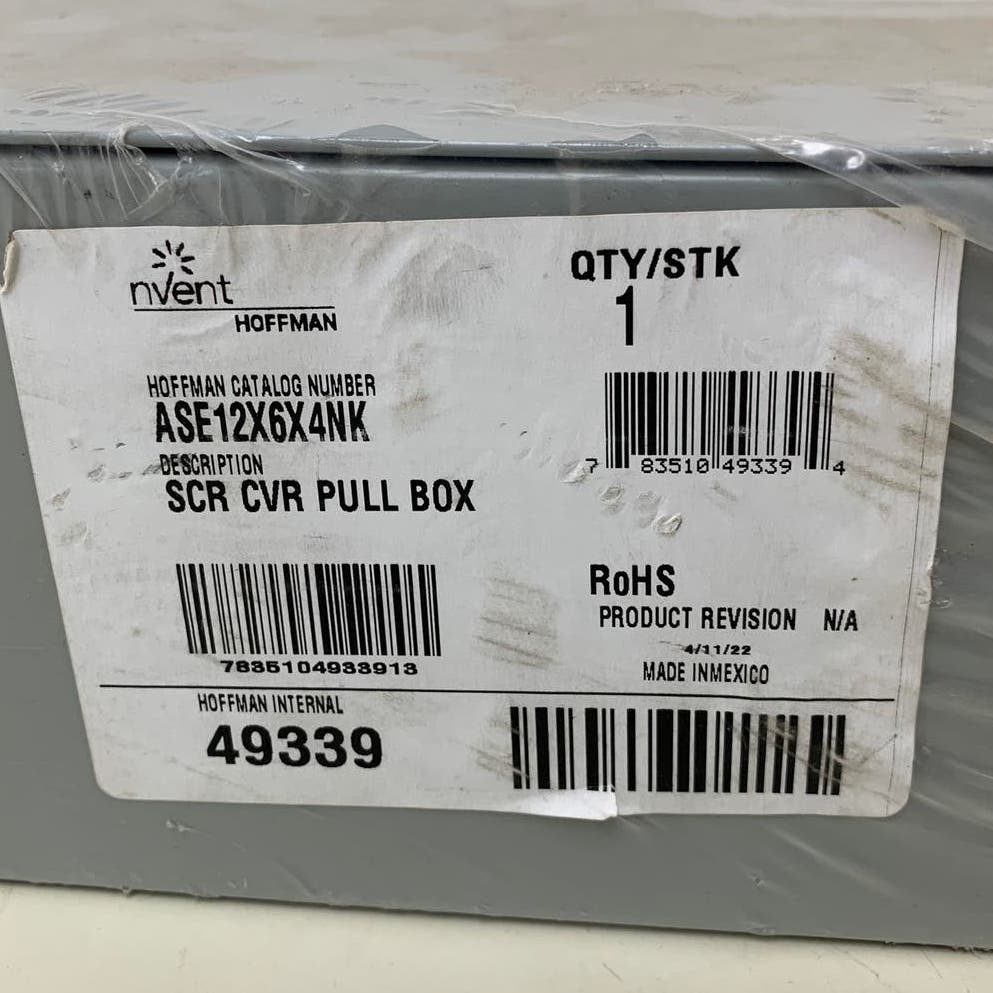 New Hoffman NVent ASE12X6X4NK Metal Junction & Pull Box Enclosure Type 1