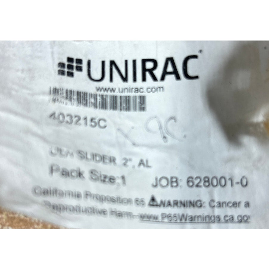 2 New UNIRAC 2" Aluminum U-LA Slider Fits W/ Solar Mounting Rails 403215C