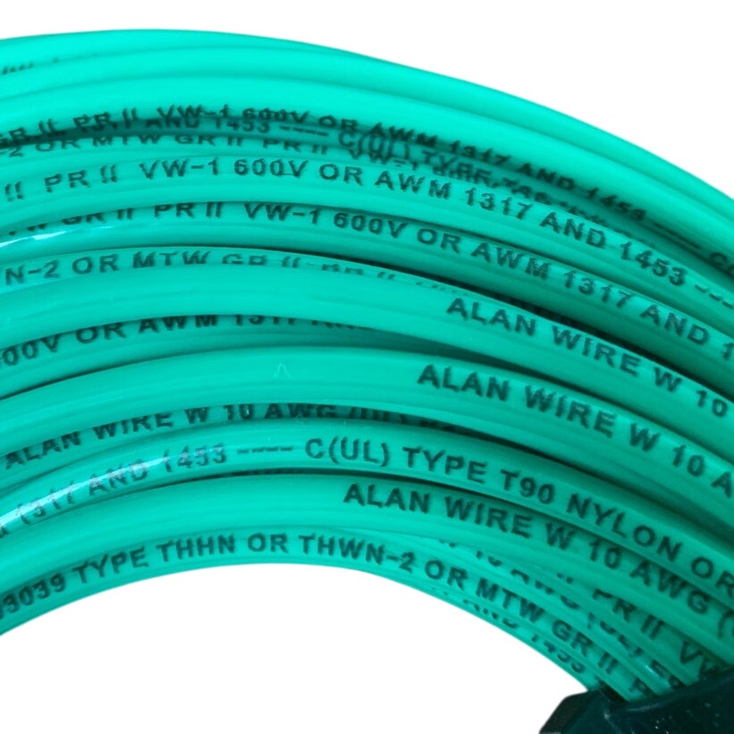 New 100’ Green 10 AWG THHN THWN Stranded Copper Alan Wire - Open Box