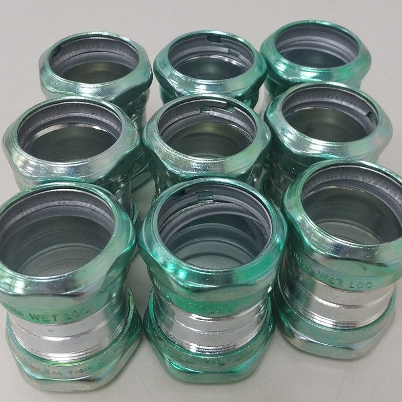 9 New 1.25" Compression Type Metal EMT Electrical Metal Tube Watertight Couplers