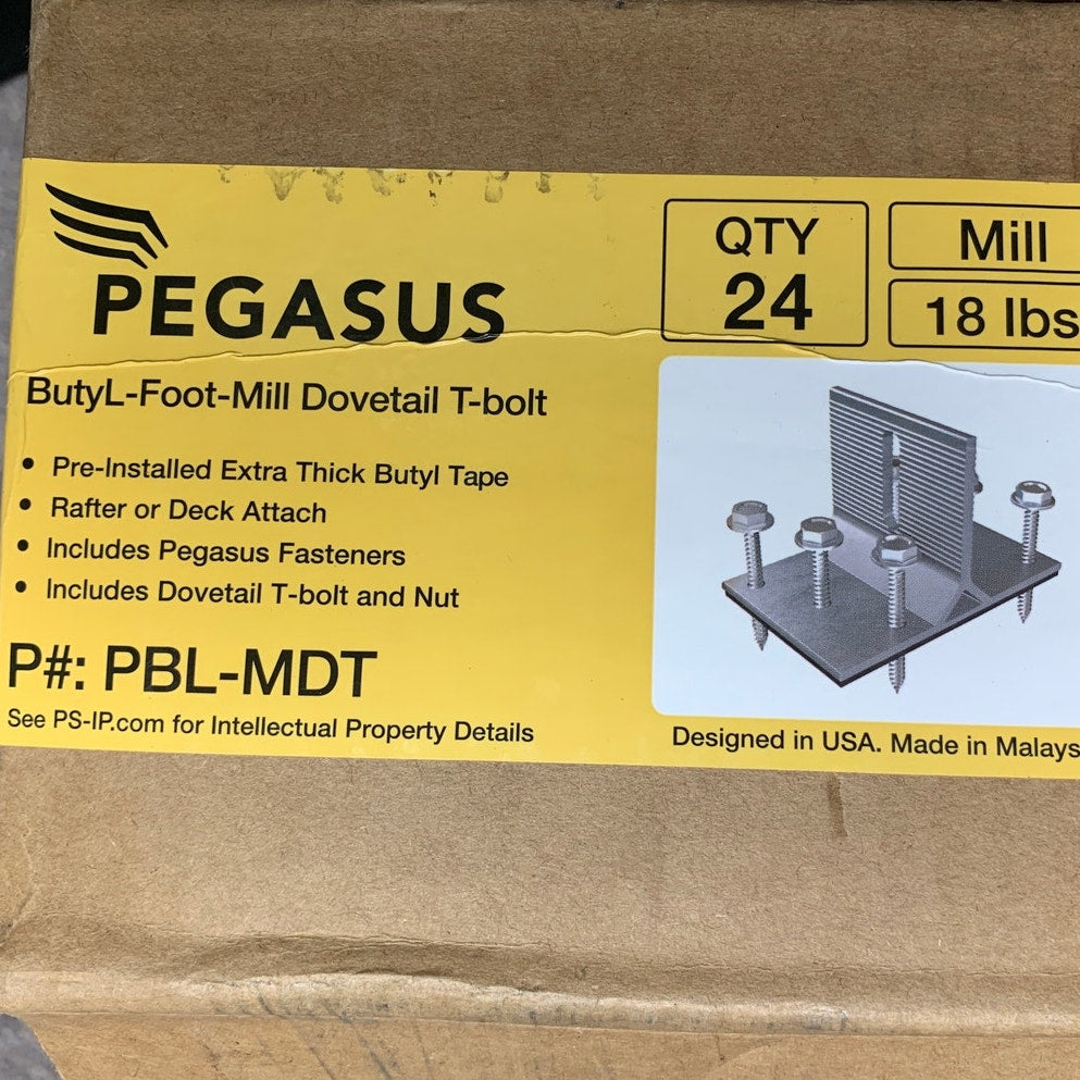 New Pegasus ButyL Foot MIL Dovetail Solar Panel Deck Bracket T-Bolt w 6 Screws