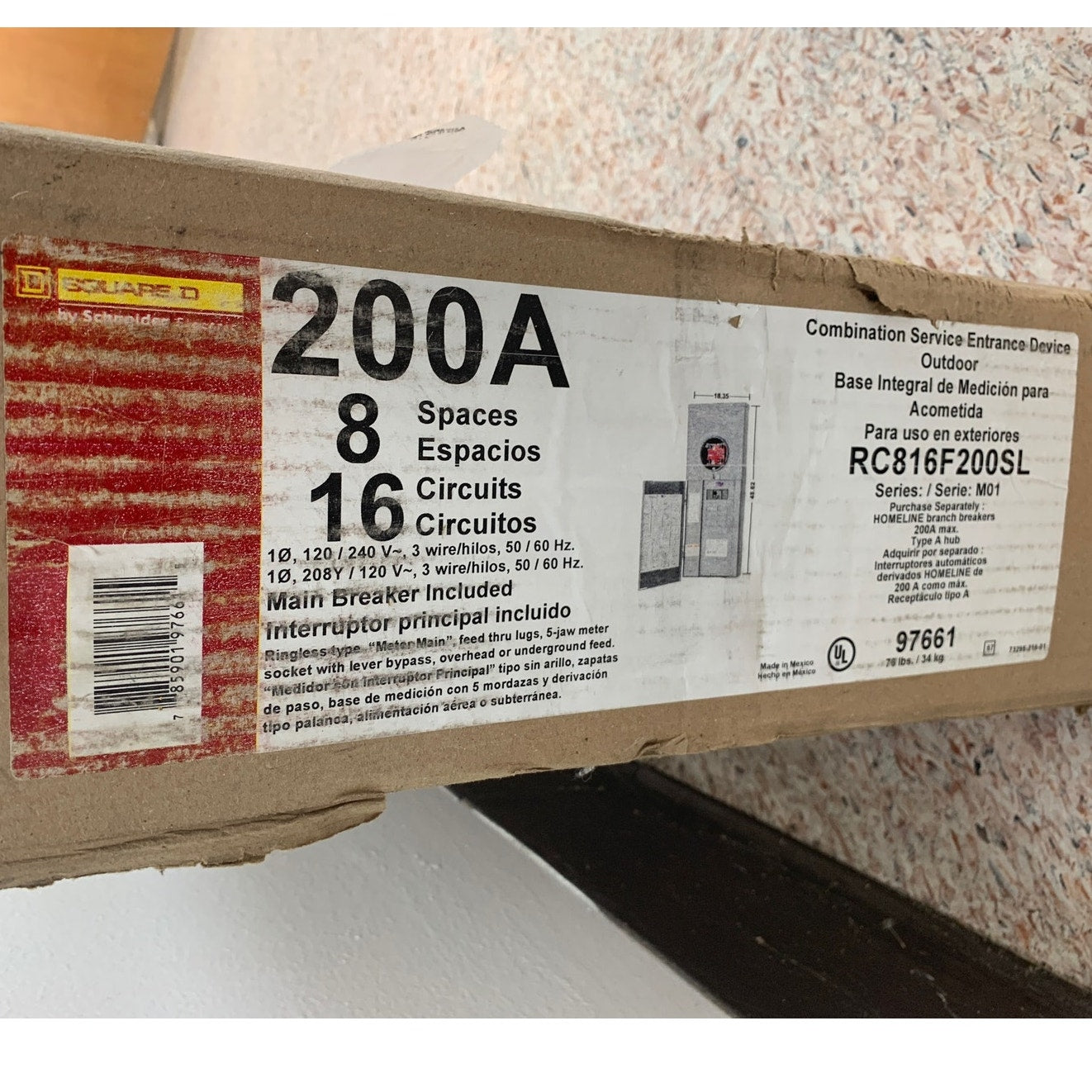 New Square D 200A 8 Spaces 16 Circuits Combination Service Entrance Device