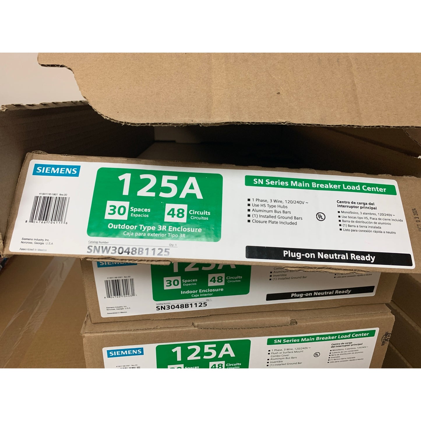 New Siemens 125A 30 Space 48 Circuit Main Breaker Outdoor 3R Electric Load Panel