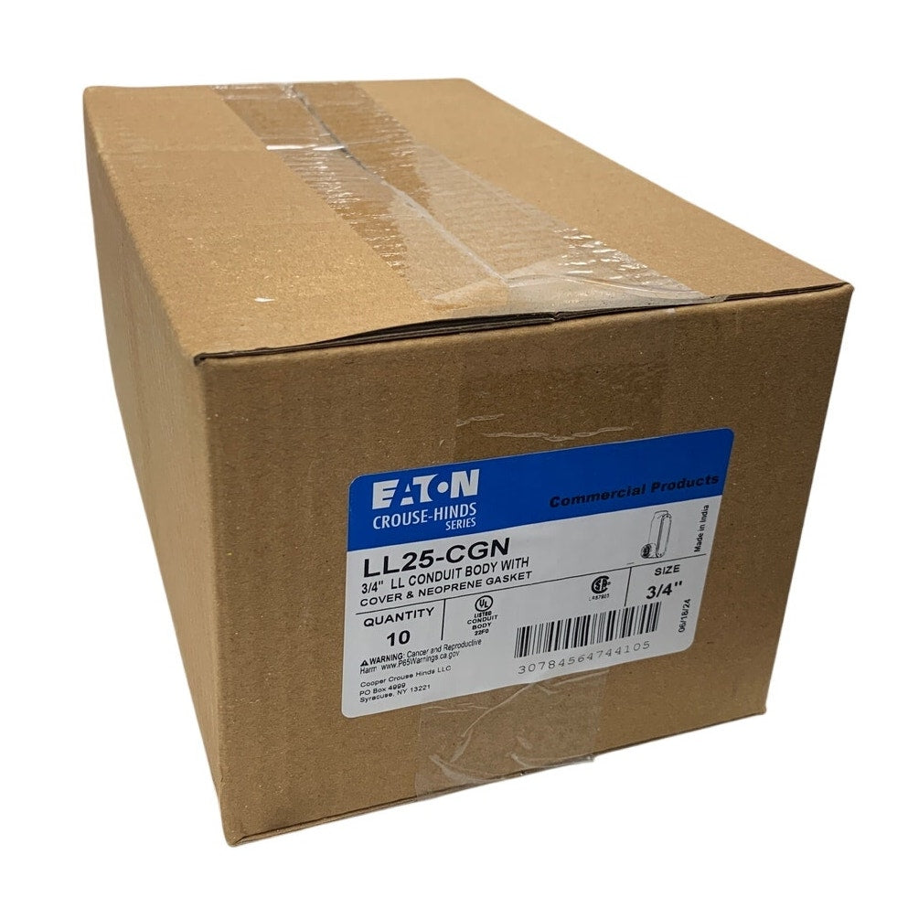10 New In Box Eaton 3/4" LL25-CGN LL Conduit Bodies w Covers & Neoprene Gaskets