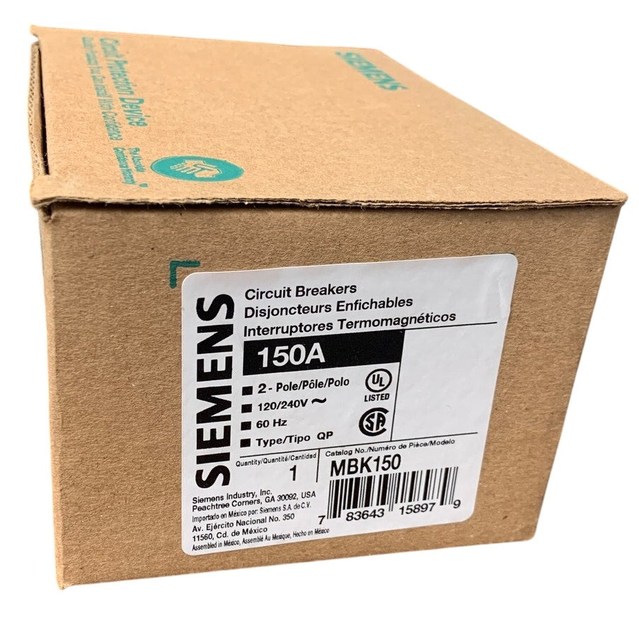 New Siemens 150A 2 Pole 120/240V 60Hz Type QP Circuit Breaker in Original Box