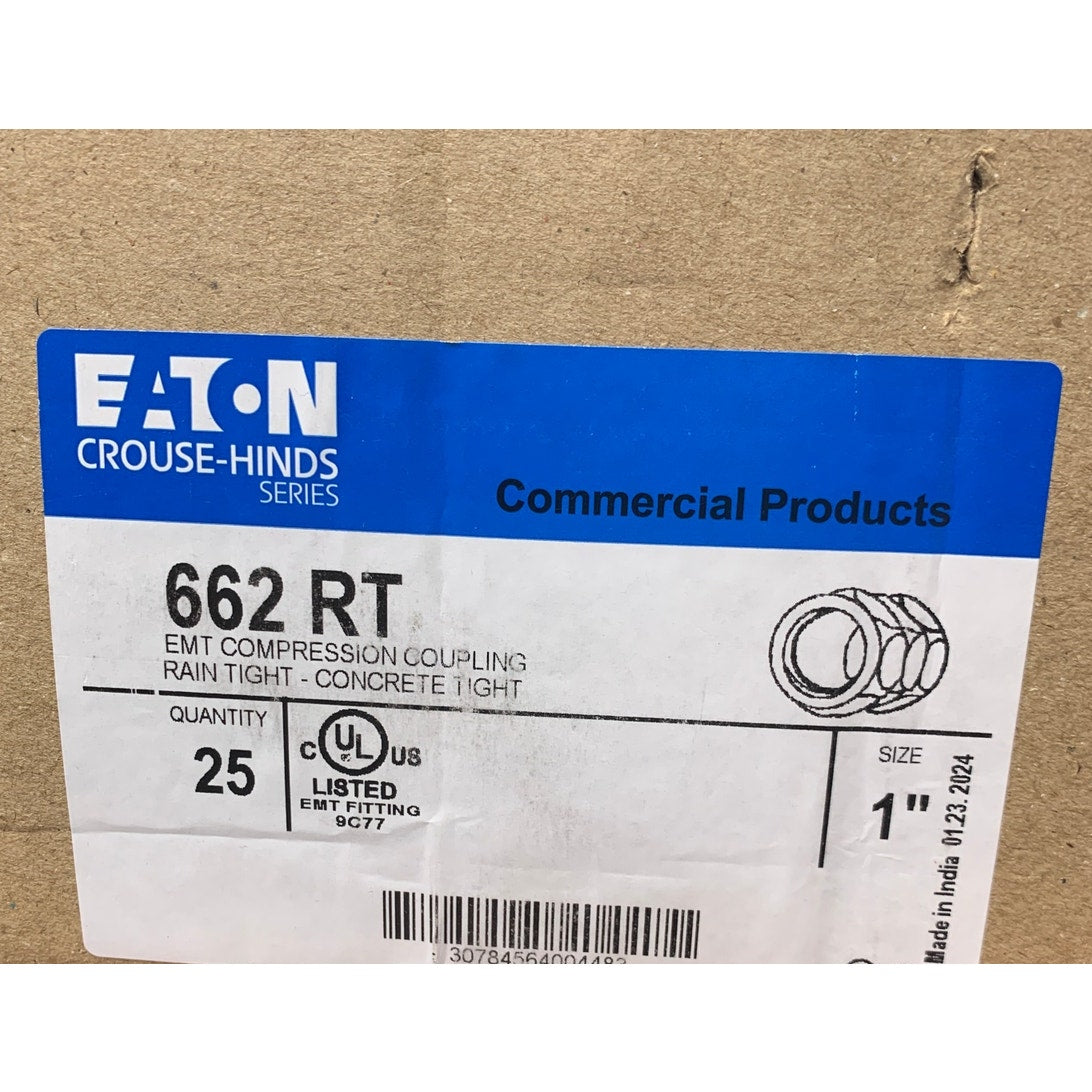 New In Box 25 Eaton 1" 662RT EMT Compression Couplings Concrete Rain Tight