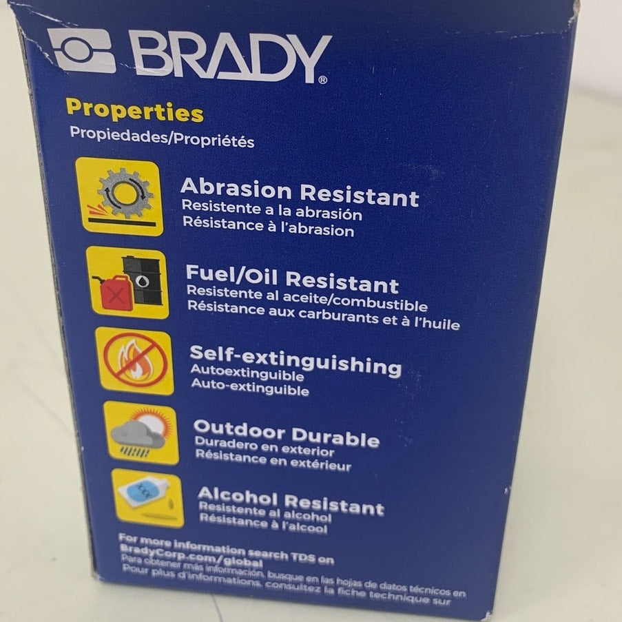 New Brady 1.5" Matte Self Lam Vinyl Wire Marking Black On White Print Cartridge