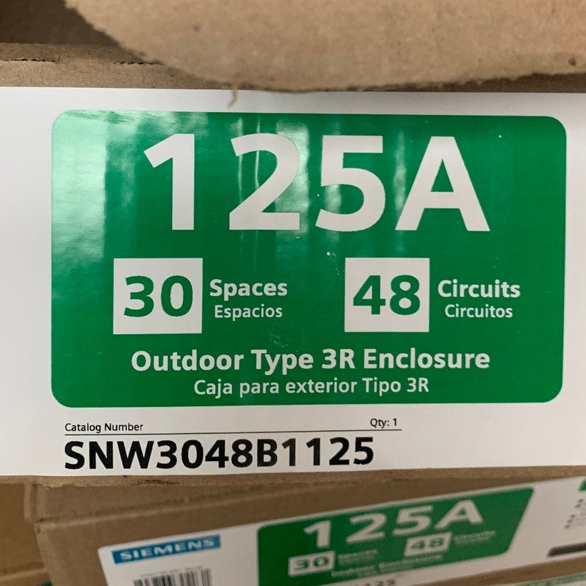 New Siemens 125A 30 Space 48 Circuit Main Breaker Outdoor 3R Electric Load Panel