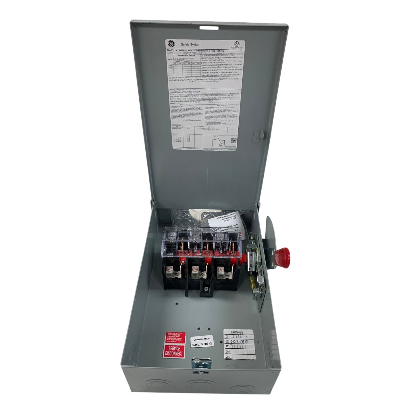 ABB TGN3322R General Duty Safety Switch 60A Non-fusible 3 Pole 240VAC / 250VDC
