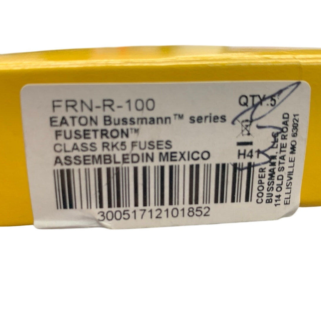 New Cooper Bussman Fusetron Energy Efficient 250Vac FRN-R-100 RK5 Fuse Open Box