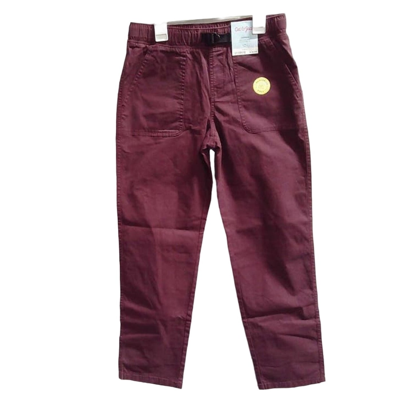 New Cat & Jack Boys Size 4 Purple Belted Elastic Waist Reinforced Knee Pants