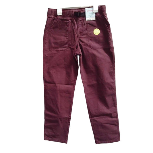 New Cat & Jack Boys Size 4 Purple Belted Elastic Waist Reinforced Knee Pants
