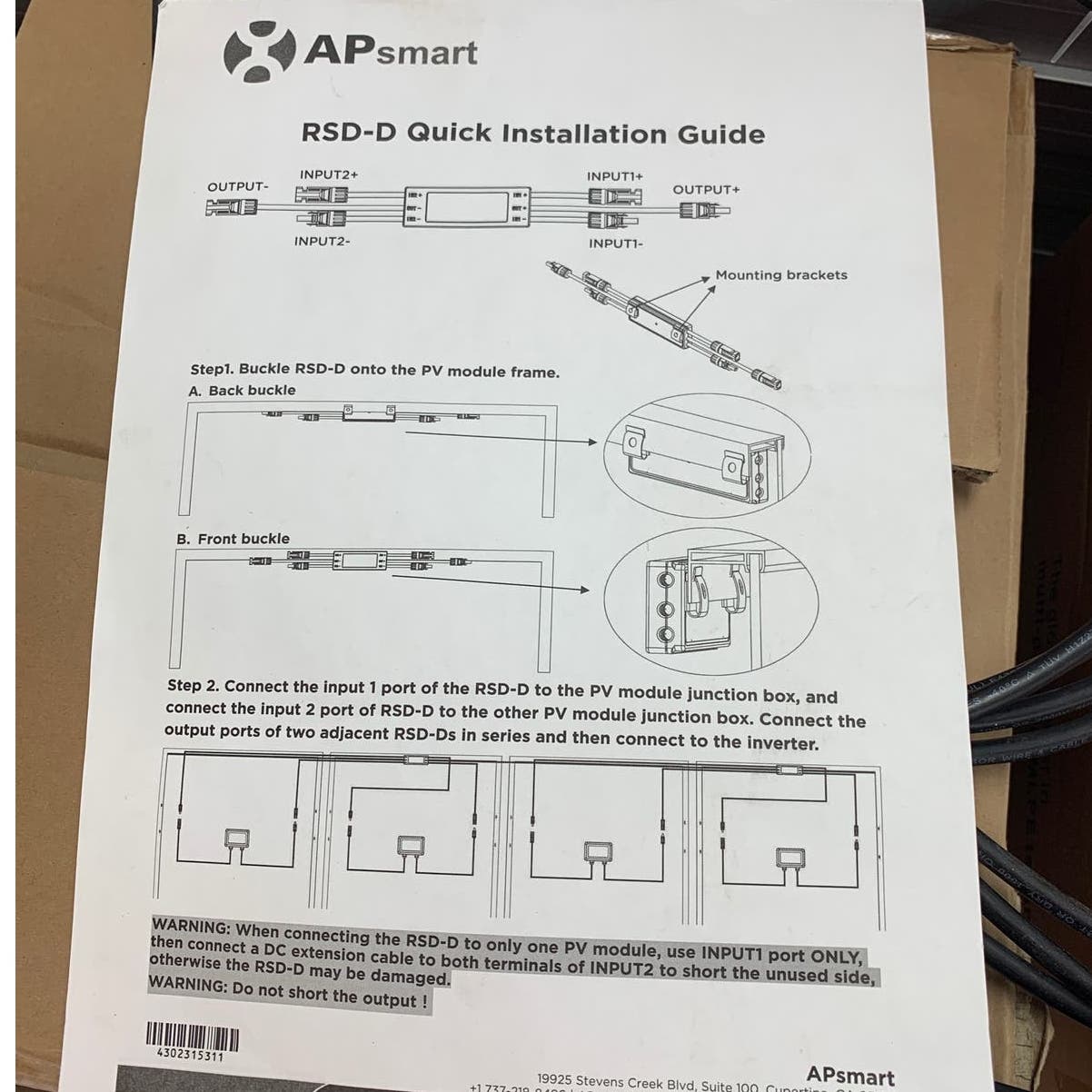 New AP Smart Model RSD-D 15AMP SunSpec Certified Rapid Shutdown Device Cord
