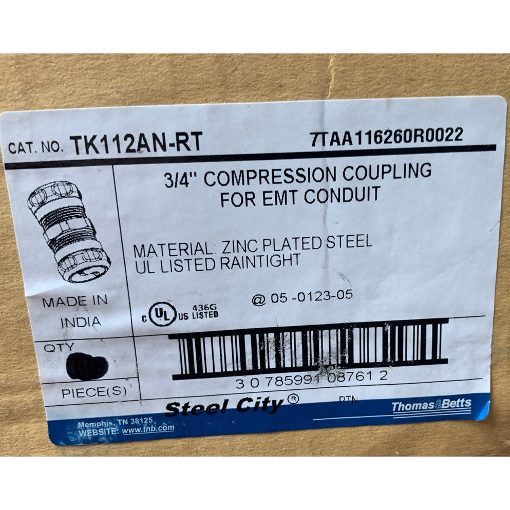 5 New Open Box Thomas & Betts 3/4" EMT Compression Couplings Rain Tight