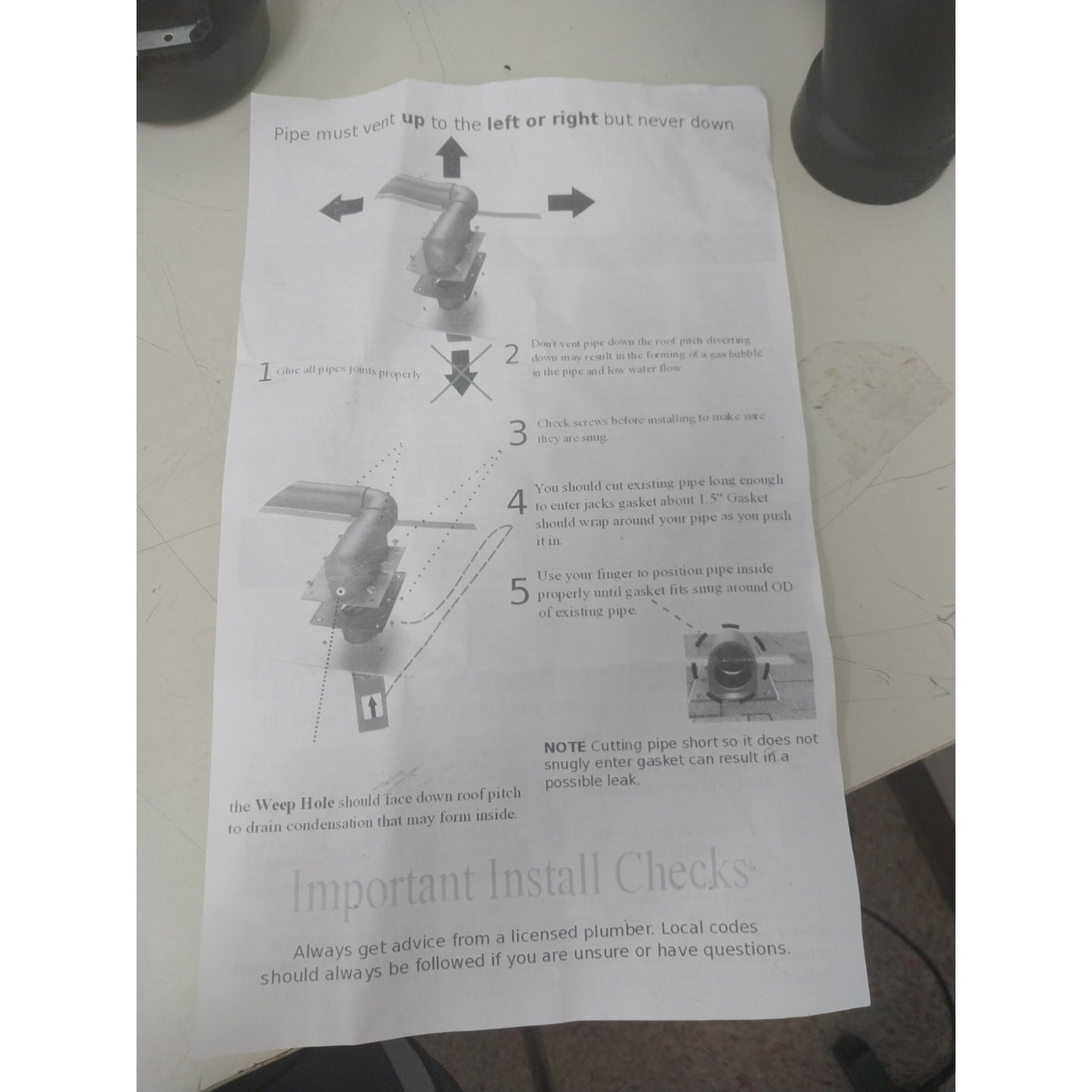 New Charlotte Pipe & Foundry Solar Roof Jack Accessory Elbow Package
