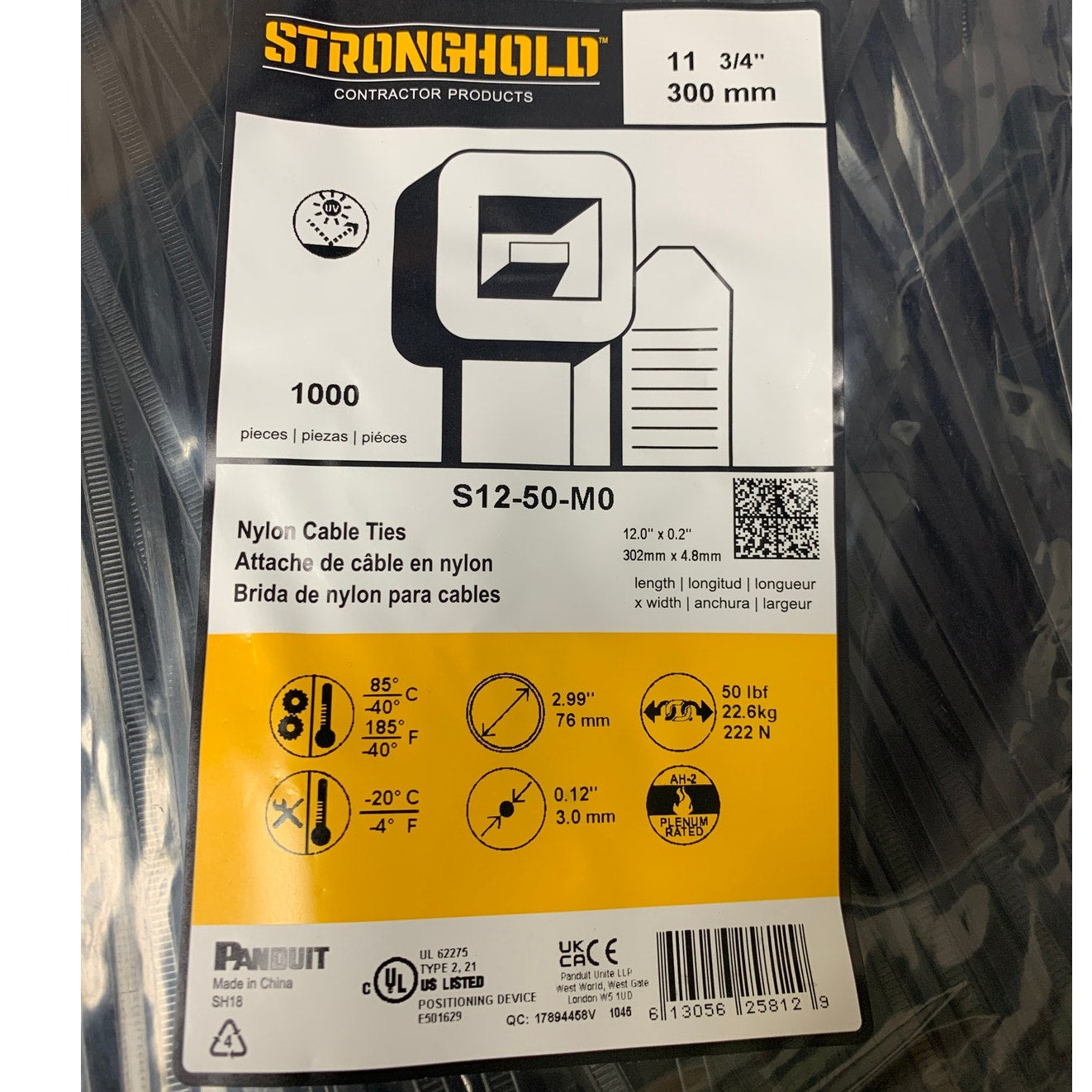 1000 New In Original Bag Stronghold Contracting Products Black Nylon Cable Ties