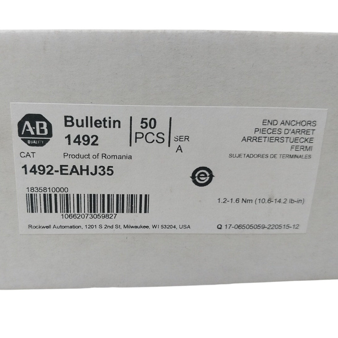 50 New Box of Bulletin 1492 EAH-J35 Gray Plastic End Anchors Brackets