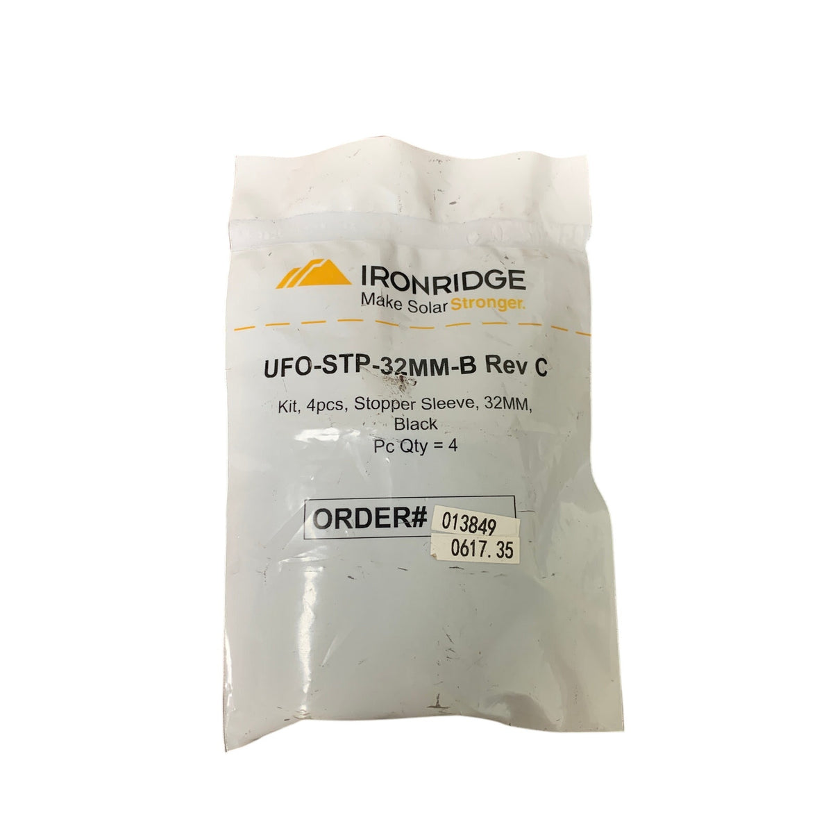 Ironridge UFO-STP-32MM-B 32mm Black Stopper Sleeves — 4-Pack, New