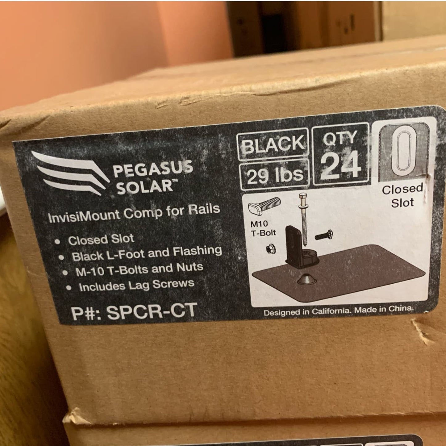 New Pegasus Solar Case of 24 SPCR-CT InvisiMount Composite for Rails M10 T-Bolts