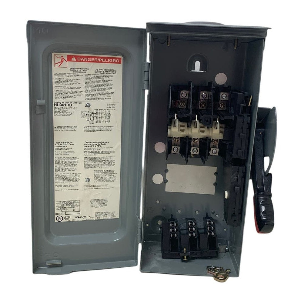 New Square D General Duty 60A 240VAC Metal Box Safety Switch Shutoff HU361RB