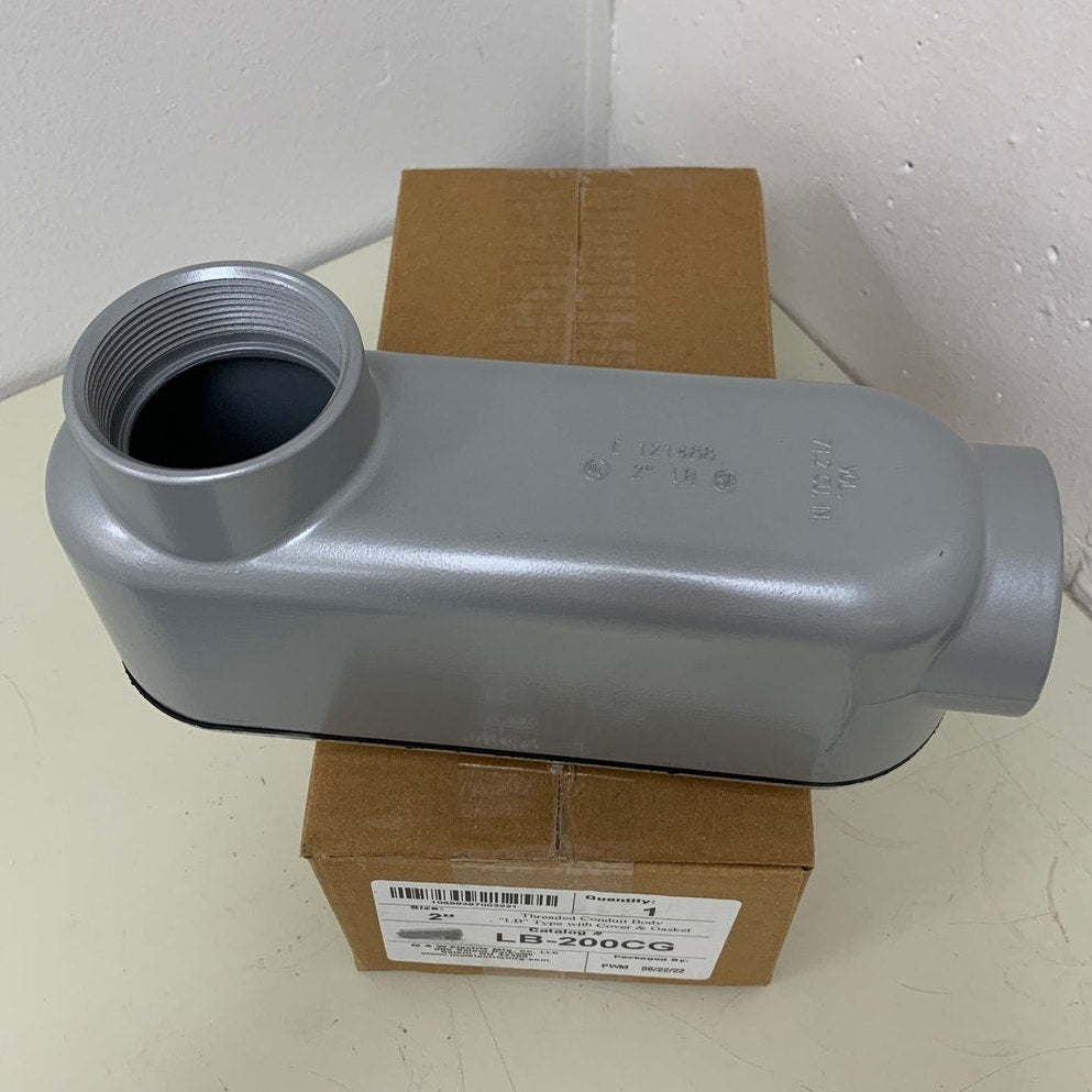 New In Box Eaton LB-200CG 2" Aluminum LB Conduit Body With Cover & Gasket