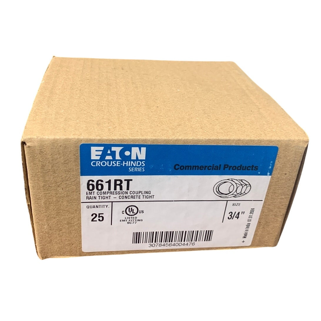 New In Box 25 Eaton 3/4" 661RT EMT Compression Couplings Concrete Rain Tight