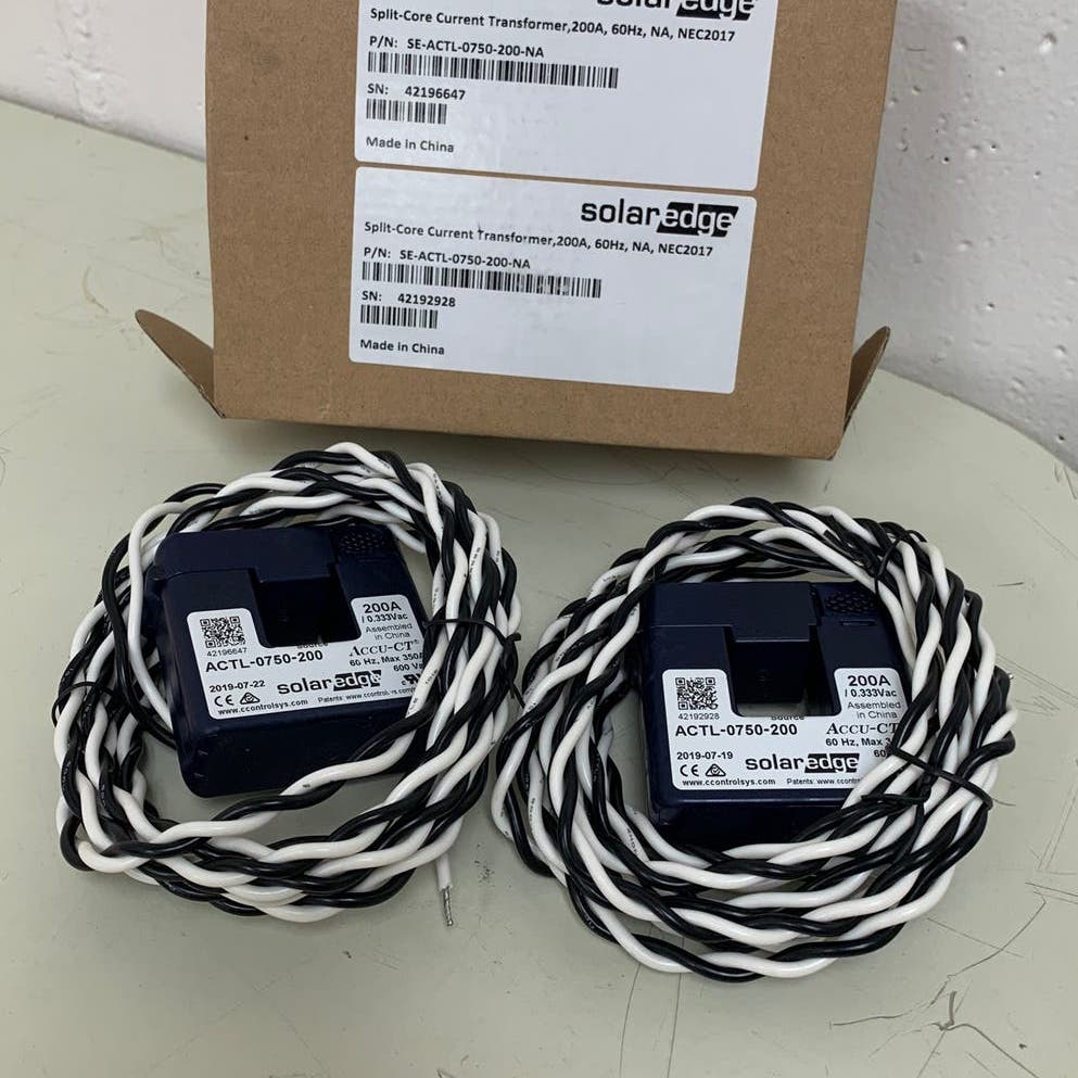 2 New Solar Edge Split-Core Black & White 200A 60Hz Solar Panel Transformers