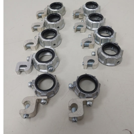 10 New Grounded Insulated 3/4" Zinc Metallic Grounding Bushings
