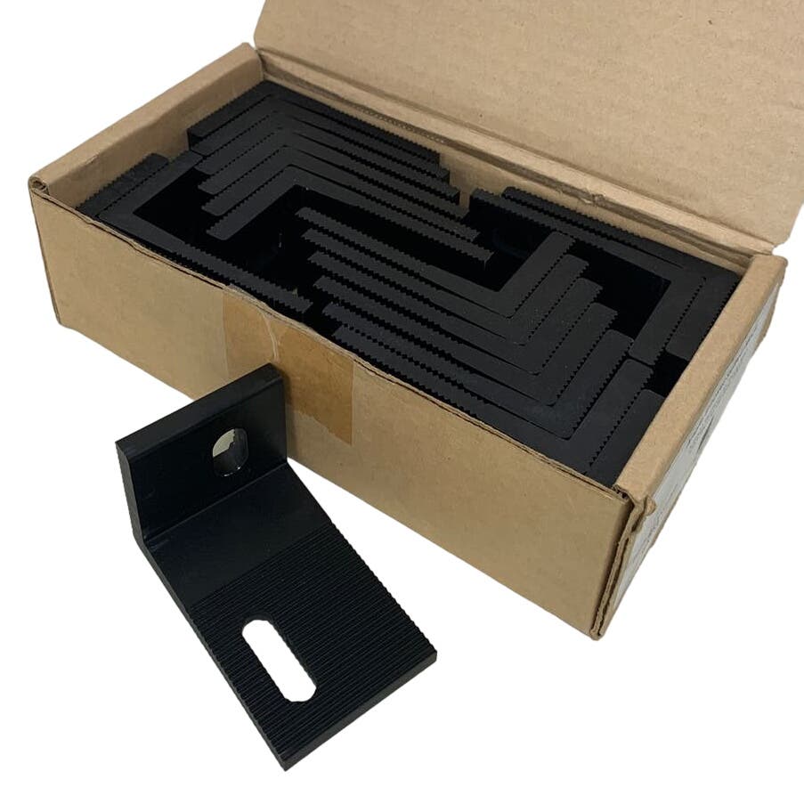 New Box of 18 Solar Panel 3" Angle Brackets Slotted Back Black 20-ANG-003-BLKA