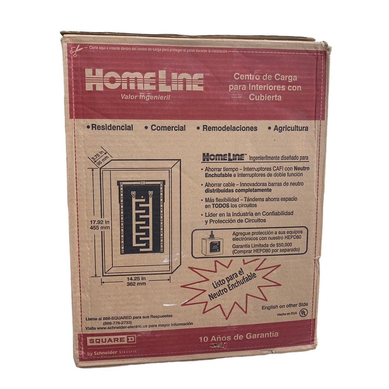 New In Original Box Square D Home Line 125AMP Metal Indoor Load Center w Cover