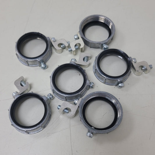 6 New Grounded Insulated 1.5" Zinc Metallic Grounding Bushings