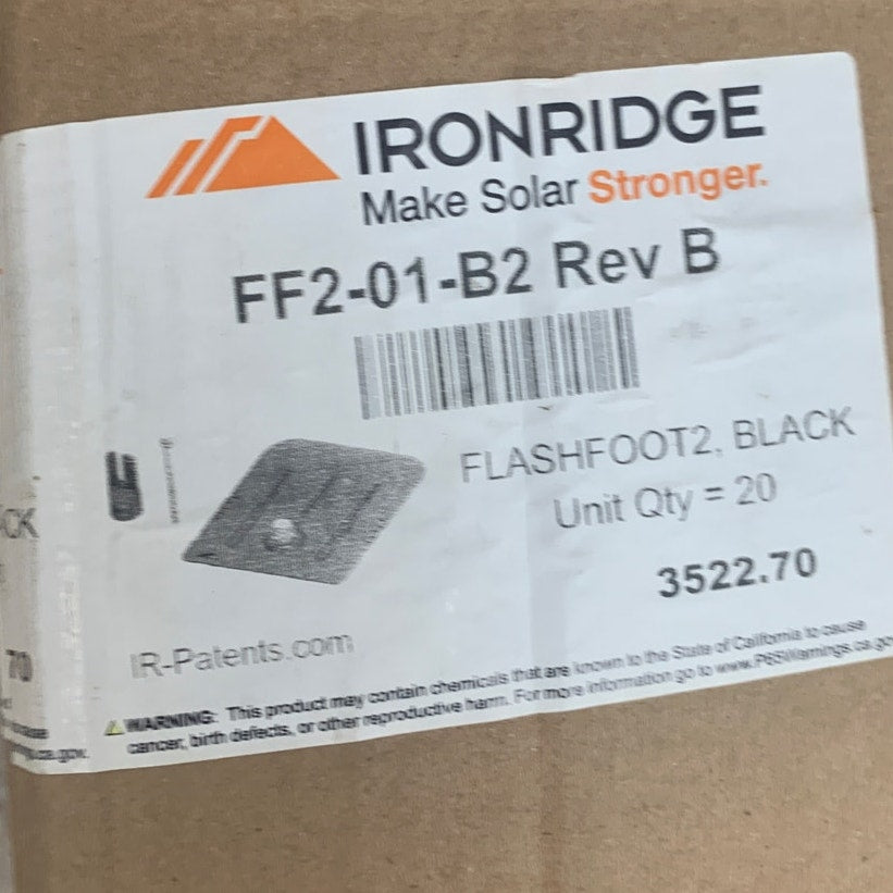 20 New Ironridge Solar Mounting Flash Foot 2 Solar Kits Black FF2-01-B2 Rev B