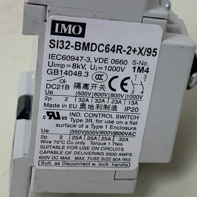 New IMO SI32-BMDC64R-2+X/95K Isolation PV Manual Disconnect Switch